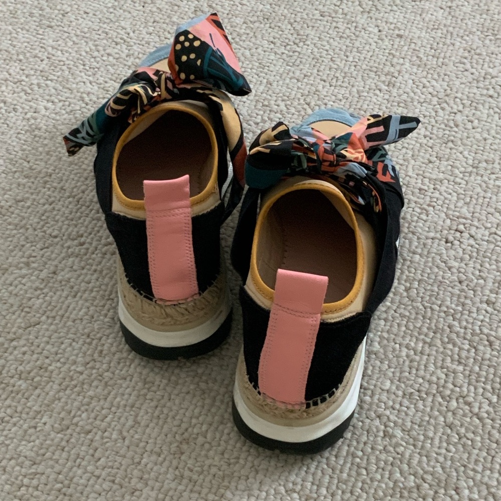 Free People Black Multicolor Espadrille Sneakers with Patterned Bow - Picture 5 of 7